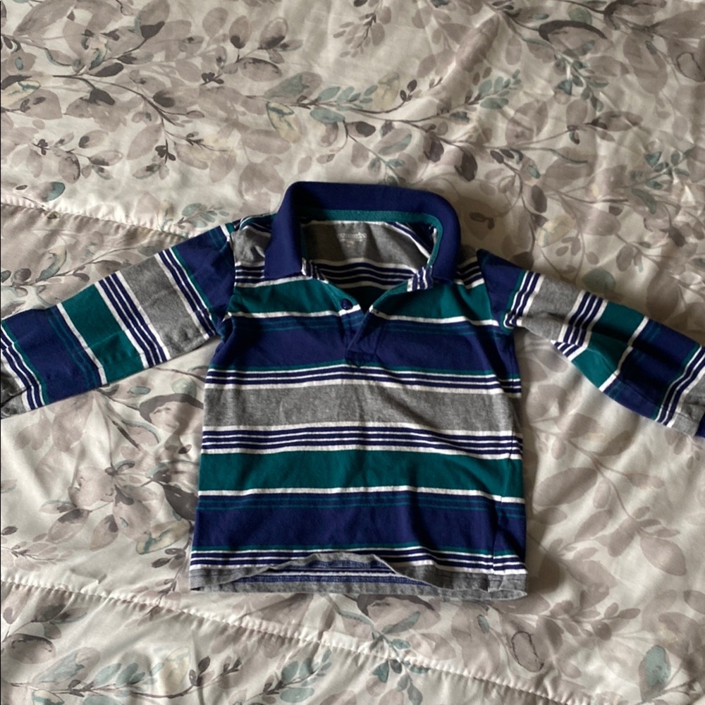 Striped Kids Polo Shirt - Blue, Green, Gray